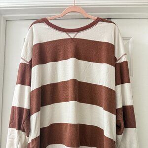 striped brown and white sweater
